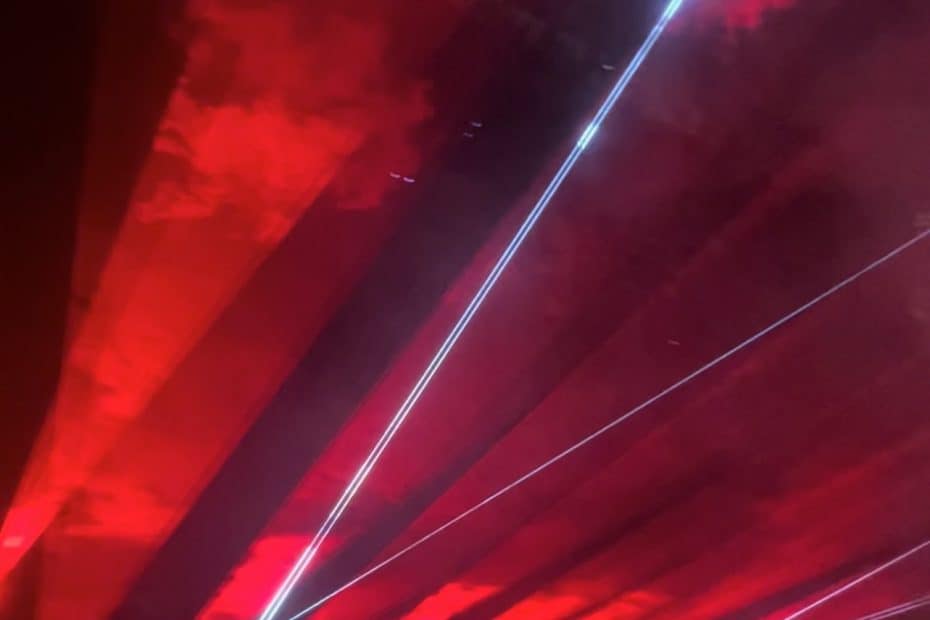Lasers and lights at the Tame Impala show on the main stage