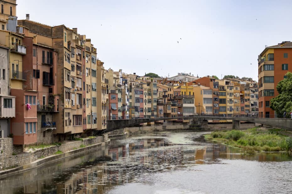 Buildings along the river in Girona, Spain