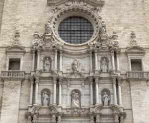 The front of the cathedral in Girona, Spain