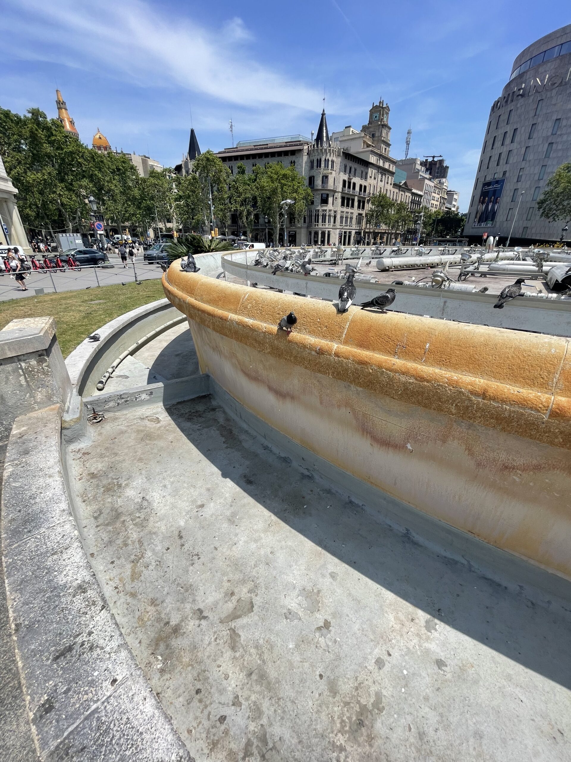 Empty fountains without water in Spain.