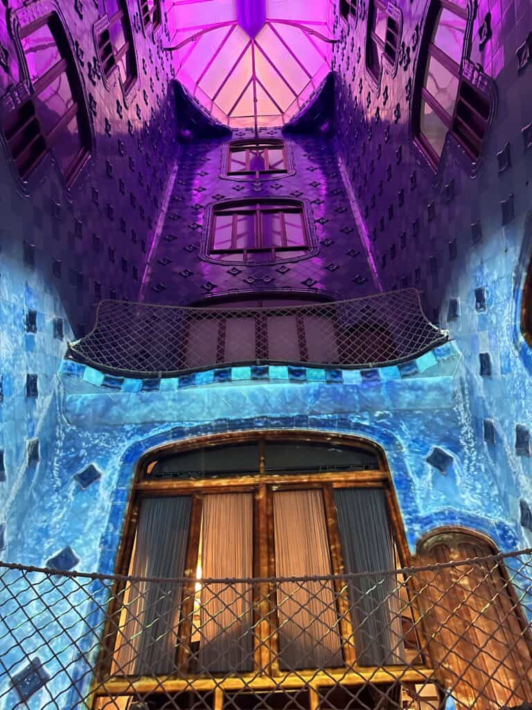 Inside of Casa Batlló during a nighttime viewing.