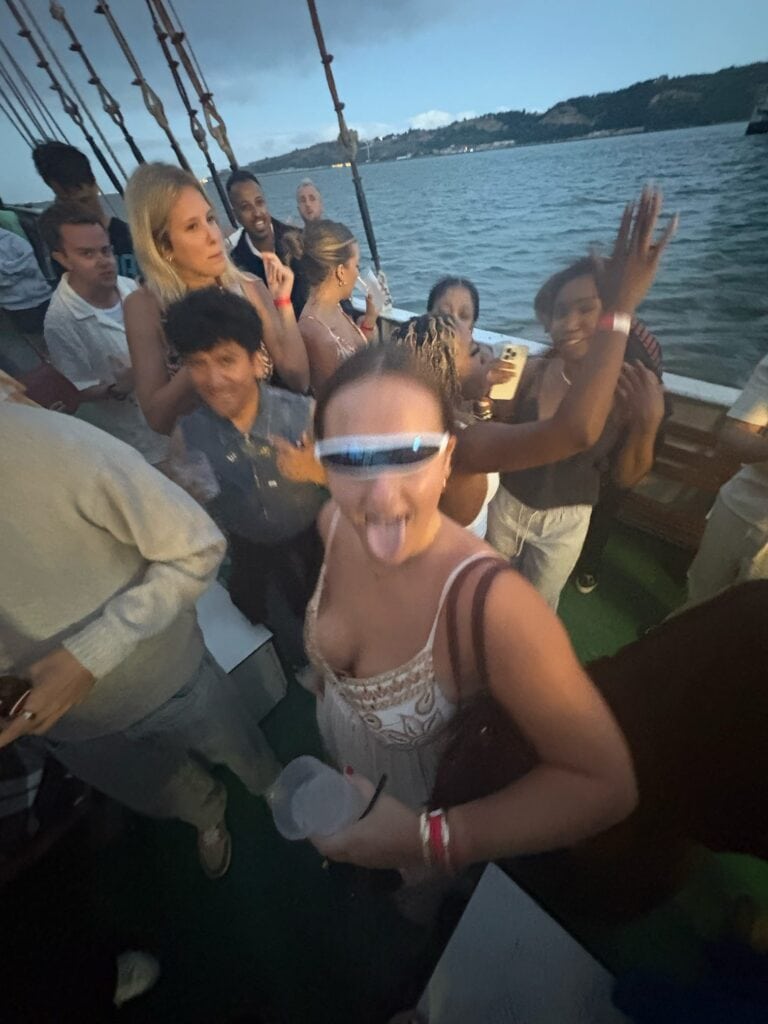 People having fun on the boat